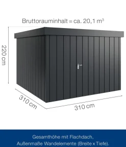 Hörmann Gartenhäuser & Gerätehäuser > Metallgerätehaus Juno JFD14 M-Sk Motiv Modern, ca. B325/H222/T325 cm