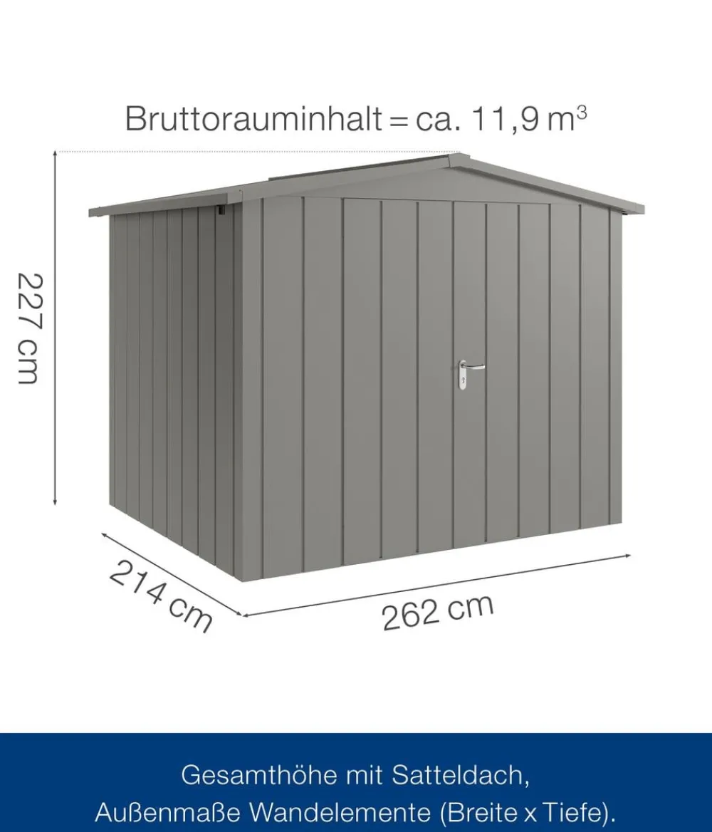Hörmann Metallgerätehaus Juno JSD9 M-Sk Motiv Modern mit Doppeltür, ca. B285/H227/T237 cm Graualuminium New