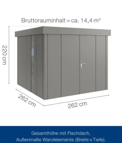 Hörmann Metallgerätehaus Juno JFD10 L-Sk Motiv Design bodentiefes Fenster mit Doppeltür, ca. B277/H222/T277 cm Graualuminium Hot