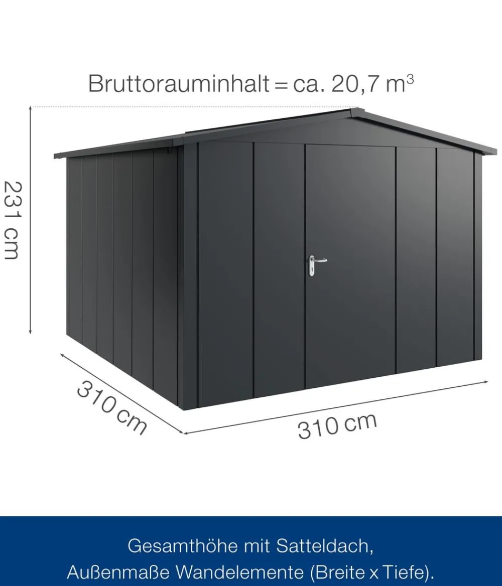 Hörmann Gartenhäuser & Gerätehäuser > Metallgerätehaus Juno JSD14 L-Sk Motiv Design, ca. B333/H231/T325 cm