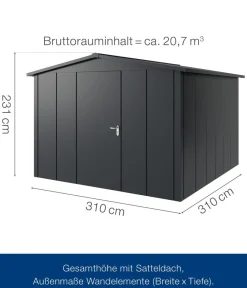 Hörmann Gartenhäuser & Gerätehäuser > Metallgerätehaus Juno JSD14 L-Sk Motiv Design, ca. B333/H231/T325 cm