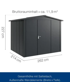 Hörmann Gartenhäuser & Gerätehäuser > Metallgerätehaus Juno JSD9 L-Sk Motiv Design, ca. B285/H227/T237 cm