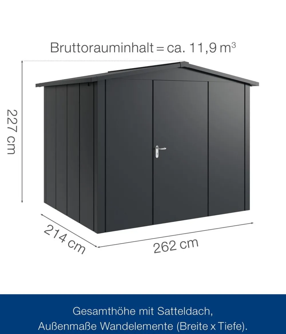 Hörmann Gartenhäuser & Gerätehäuser > Metallgerätehaus Juno JSD9 L-Sk Motiv Design, ca. B285/H227/T237 cm