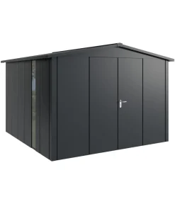 Hörmann Gartenhäuser & Gerätehäuser > Metallgerätehaus Juno JSD14 L-Sk Motiv Design bodentiefes Fenster mit Doppeltür, ca. B333/H231/T325 cm