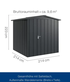 Hörmann Gartenhäuser & Gerätehäuser - Metallgerätehaus Juno JSD5 M-Sk Motiv Modern, ca. B237/H223/T229 cm Anthrazit
