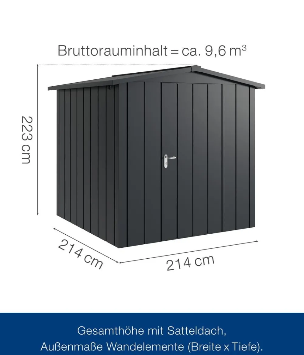 Hörmann Gartenhäuser & Gerätehäuser - Metallgerätehaus Juno JSD5 M-Sk Motiv Modern, ca. B237/H223/T229 cm Anthrazit