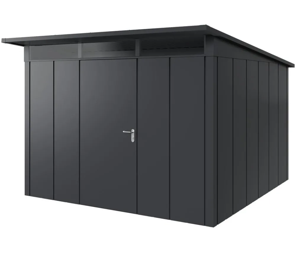 Hörmann Gartenhäuser & Gerätehäuser - Metallgerätehaus Juno JPD14 L-Sk Motiv Design, ca. B325/H232/T358 cm Graualuminium