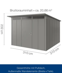 Hörmann Metallgerätehaus Juno JPD14 L-Sk Motiv Design, ca. B325/H232/T358 cm Graualuminium Outlet