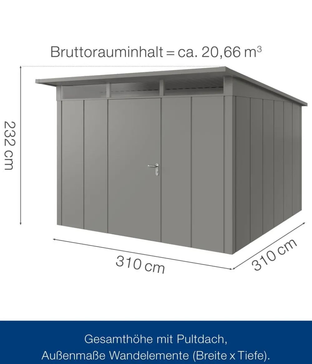 Hörmann Metallgerätehaus Juno JPD14 L-Sk Motiv Design, ca. B325/H232/T358 cm Graualuminium Outlet