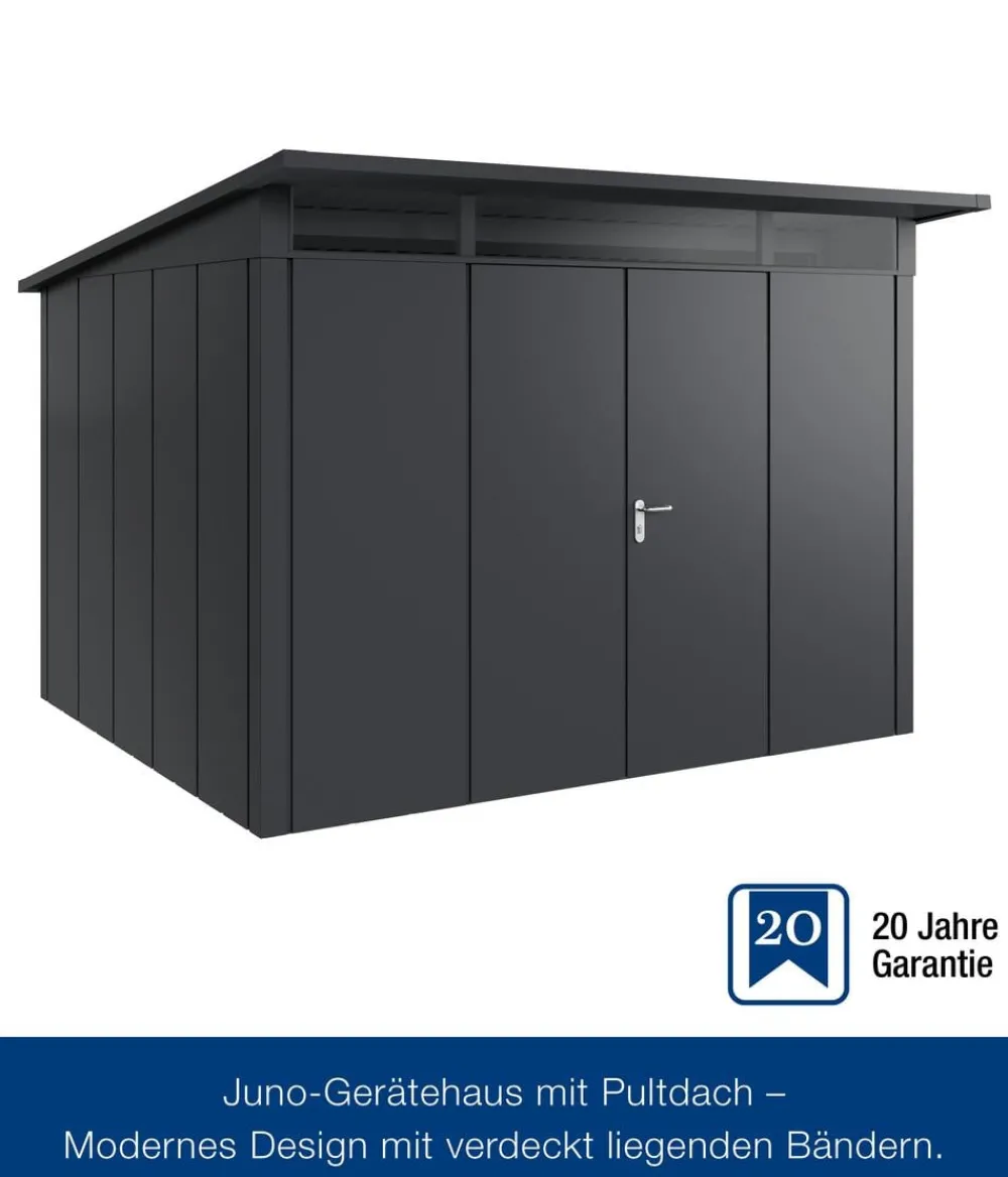 Hörmann Gartenhäuser & Gerätehäuser > Metallgerätehaus Juno JPD13 L-Sk Motiv Design mit Doppeltür, ca. B325/H232/T310 cm