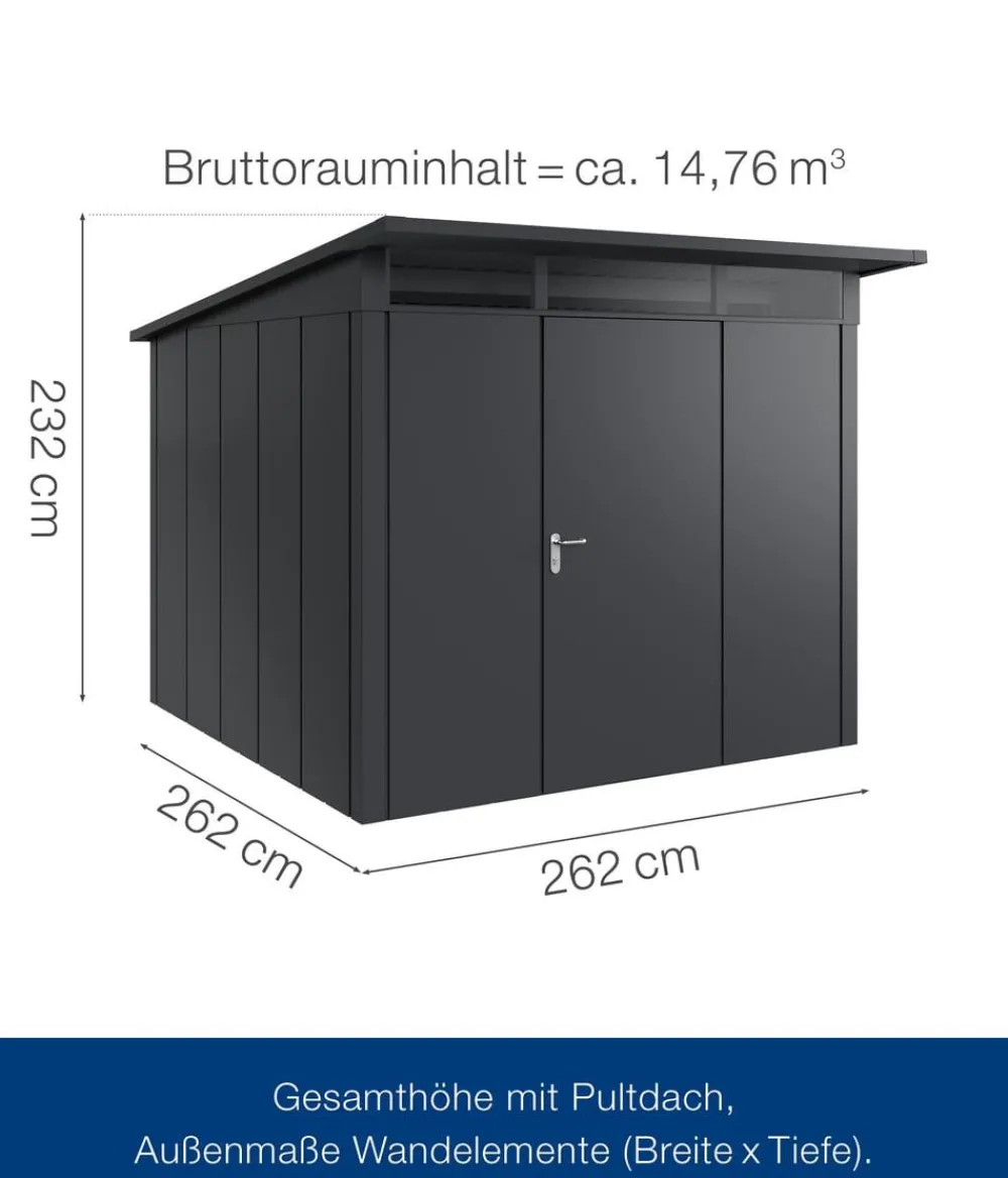 Hörmann Gartenhäuser & Gerätehäuser > Metallgerätehaus Juno JSD9 L-SK Motiv Design bodentiefes Fenster, ca. B285/H227/T237 cm