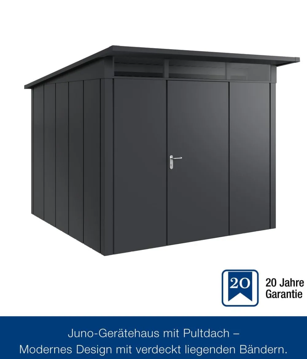 Hörmann Gartenhäuser & Gerätehäuser > Metallgerätehaus Juno JSD9 L-SK Motiv Design bodentiefes Fenster, ca. B285/H227/T237 cm