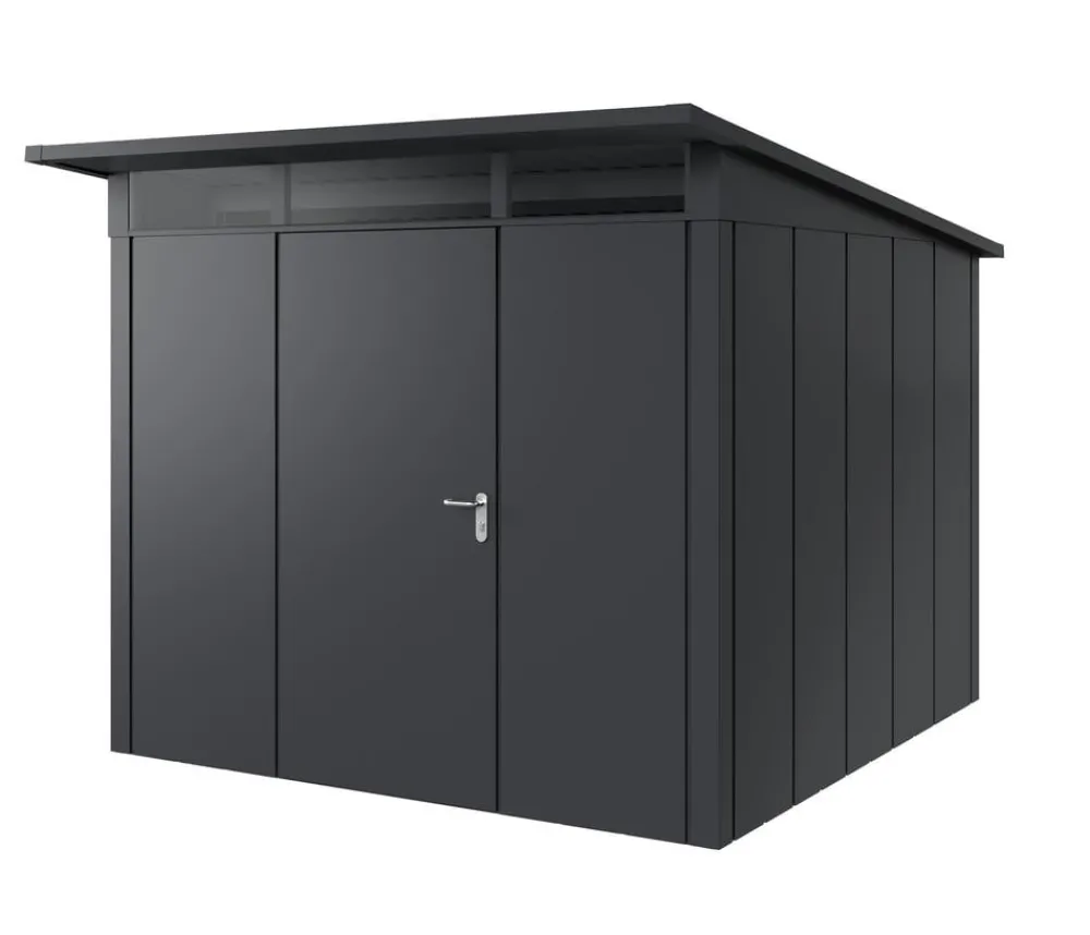 Hörmann Gartenhäuser & Gerätehäuser - Metallgerätehaus Juno JPD10 L-Sk Motiv Design, ca. B277/H232/T310 cm Graualuminium