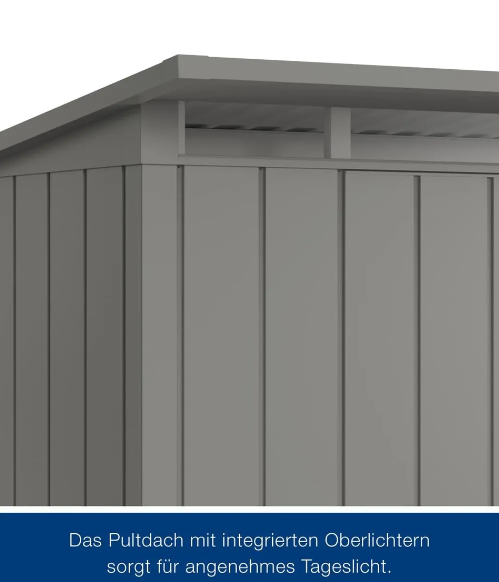 Hörmann Metallgerätehaus Juno JPD7 M-Sk Motiv Modern mit Doppeltür, ca. B229/H232/T358 cm Graualuminium Best