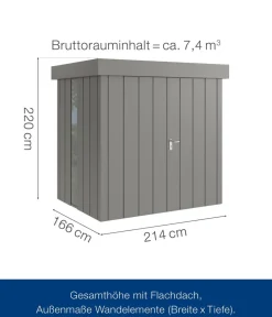 Hörmann Gartenhäuser & Gerätehäuser - Metallgerätehaus Juno JPD8 M-Sk Motiv Modern, ca. B277/H224/T214 cm Anthrazit