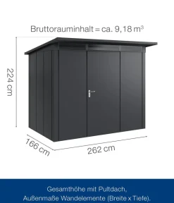 Hörmann Metallgerätehaus Juno JPD8 L-Sk Motiv Design, ca. B277/H224/T214 cm Anthrazit Best