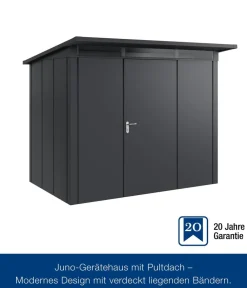 Hörmann Gartenhäuser & Gerätehäuser - Metallgerätehaus Juno JPD8 M-Sk Motiv Modern, ca. B277/H224/T214 cm Graualuminium