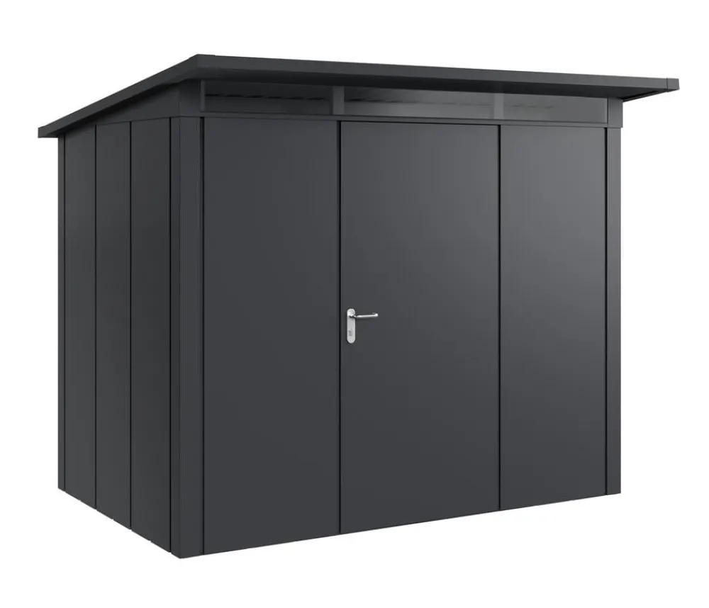 Hörmann Gartenhäuser & Gerätehäuser - Metallgerätehaus Juno JPD8 M-Sk Motiv Modern, ca. B277/H224/T214 cm Graualuminium