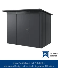 Hörmann Gartenhäuser & Gerätehäuser > Metallgerätehaus Juno JPD8 L-Sk Motiv Design, ca. B277/H224/T214 cm