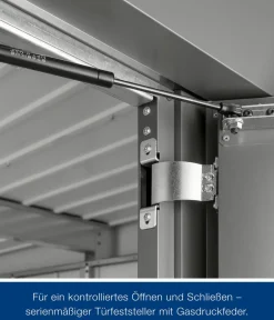 Hörmann Gartenhäuser & Gerätehäuser - Metallgerätehaus Juno JPD8 L-Sk Motiv Design, ca. B277/H224/T214 cm Graualuminium