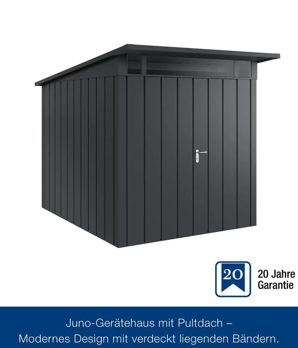 Hörmann Gartenhäuser & Gerätehäuser - Metallgerätehaus Juno JPD6 M-Sk Motiv Modern mit Doppeltür, ca. B229/H232/T310 cm Anthrazit