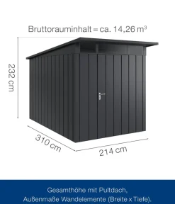 Hörmann Metallgerätehaus Juno JPD7 M-Sk Motiv Modern, ca. B229/H232/T358 cm Anthrazit Best