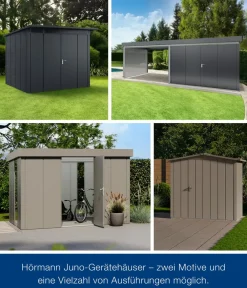 Hörmann Metallgerätehaus Juno JPD11 L-Sk Motiv Design, ca. B277/H232/T358 cm Anthrazit Outlet