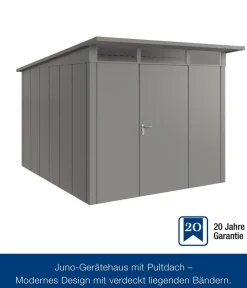 Hörmann Gartenhäuser & Gerätehäuser - Metallgerätehaus Juno JPD7 M-Sk Motiv Modern, ca. B229/H232/T358 cm Graualuminium