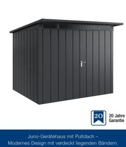 Hörmann Gartenhäuser & Gerätehäuser - Metallgerätehaus Juno JPD7 L-Sk Motiv Design, ca. B229/H232/T358 cm Anthrazit