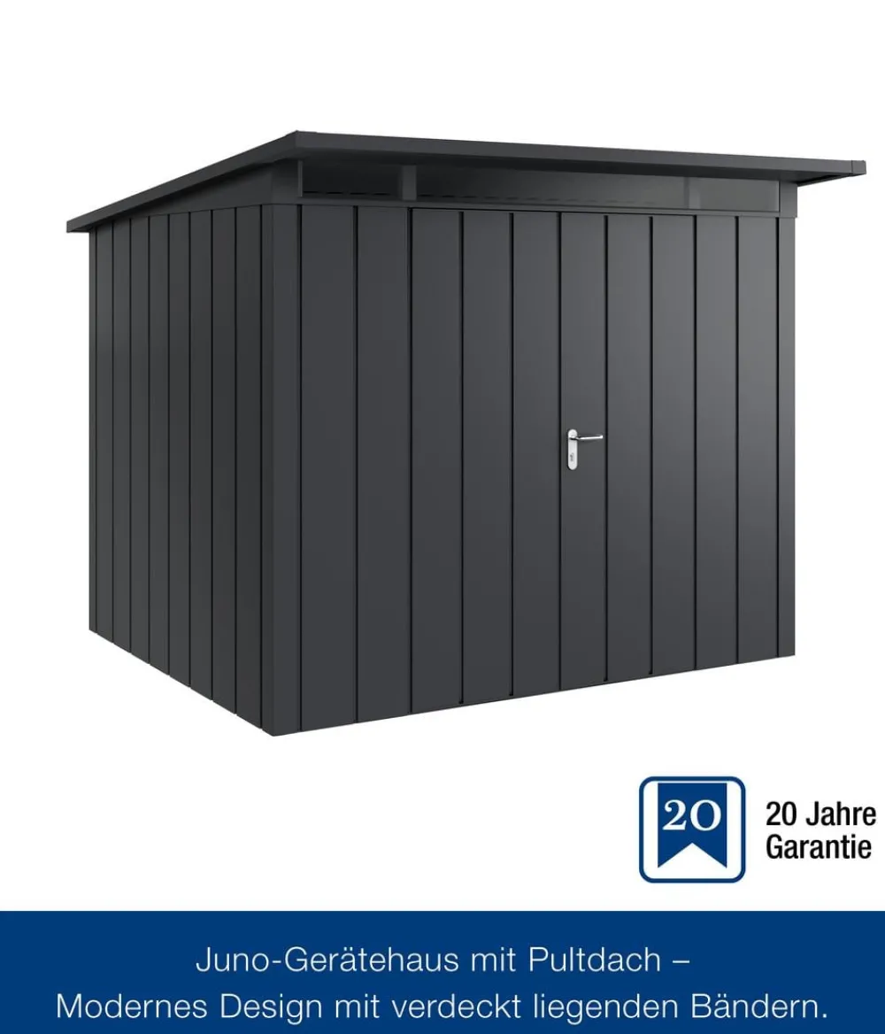 Hörmann Gartenhäuser & Gerätehäuser - Metallgerätehaus Juno JPD7 L-Sk Motiv Design, ca. B229/H232/T358 cm Anthrazit