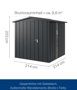 Hörmann Metallgerätehaus Juno JSD5 M-Sk Motiv Modern bodentiefes Fenster, ca. B237/H223/T229 cm Anthrazit Clearance