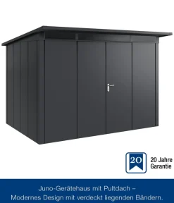 Hörmann Metallgerätehaus Juno JPD12 L-Sk Motiv Design mit Doppeltür, ca. B325/H224/T262 cm Anthrazit Best