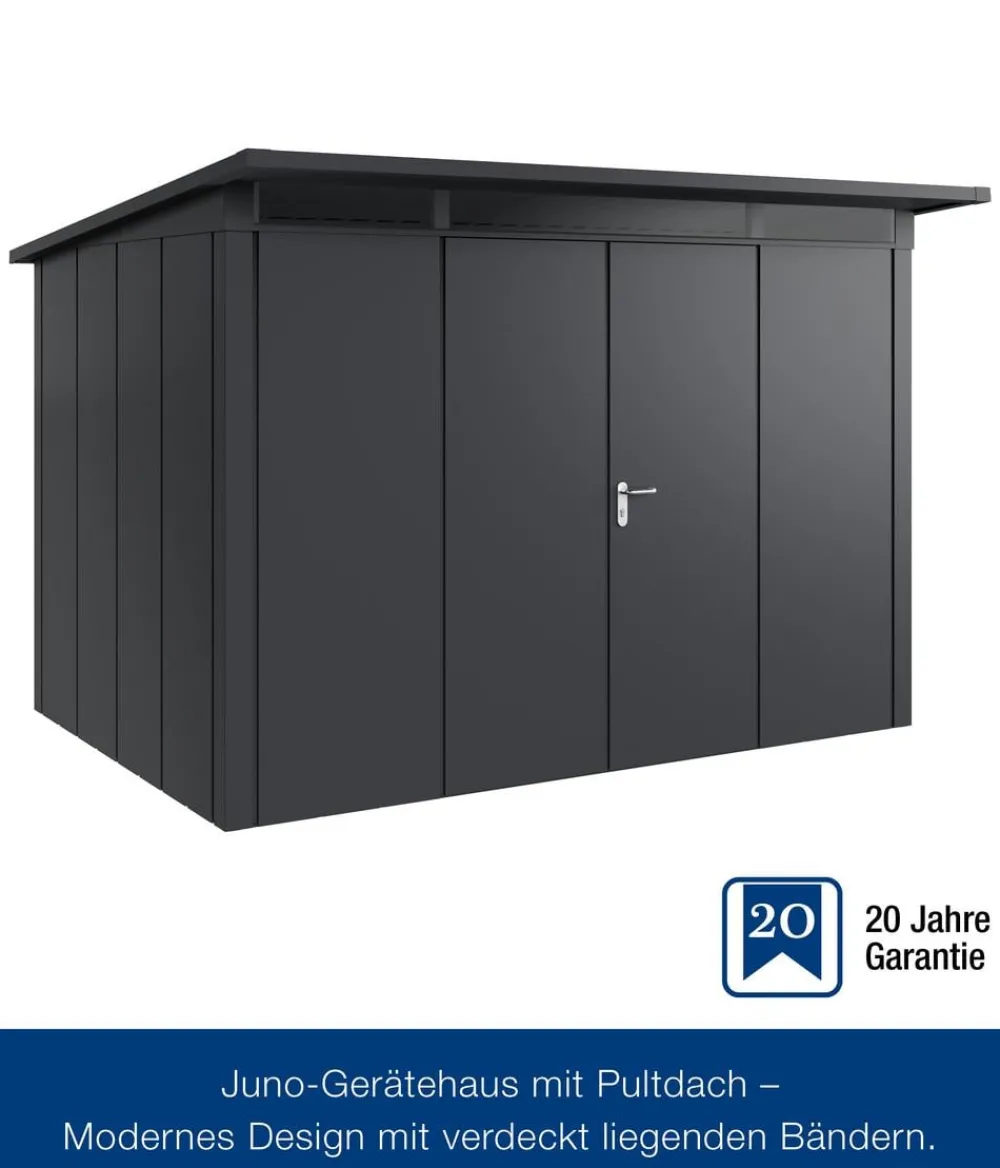 Hörmann Metallgerätehaus Juno JPD12 L-Sk Motiv Design mit Doppeltür, ca. B325/H224/T262 cm Anthrazit Best
