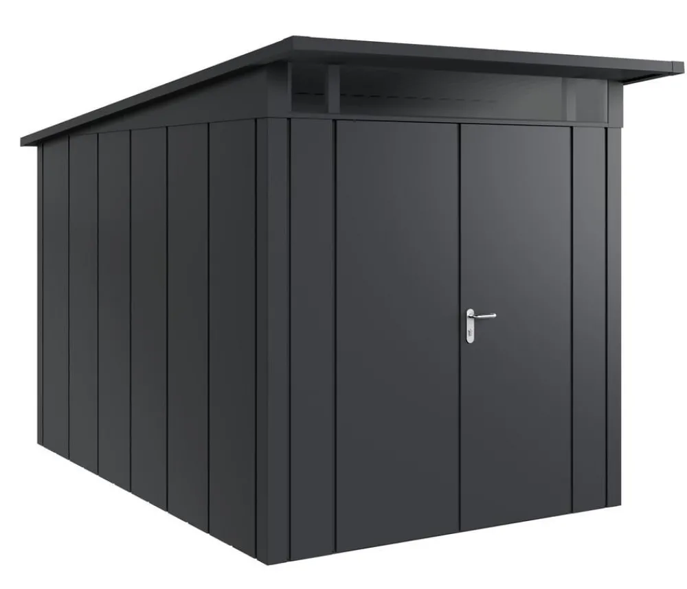 Hörmann Gartenhäuser & Gerätehäuser - Metallgerätehaus Juno JPD7 L-Sk Motiv Design mit Doppeltür, ca. B229/H232/T358 cm Anthrazit