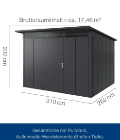 Hörmann Metallgerätehaus Juno JPD13 L-Sk Motiv Design, ca. B325/H232/T310 cm Anthrazit Discount