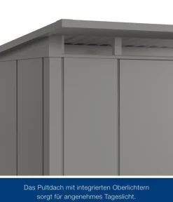 Hörmann Metallgerätehaus Juno JPD7 L-Sk Motiv Design mit Doppeltür, ca. B229/H232/T358 cm Graualuminium Sale