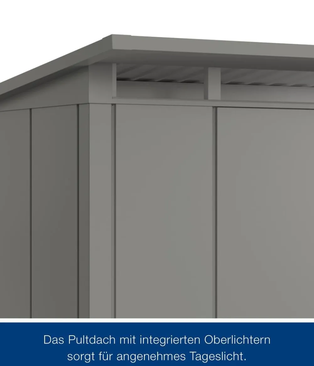 Hörmann Metallgerätehaus Juno JPD7 L-Sk Motiv Design mit Doppeltür, ca. B229/H232/T358 cm Graualuminium Sale