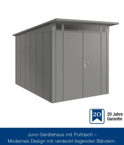 Hörmann Metallgerätehaus Juno JPD7 L-Sk Motiv Design mit Doppeltür, ca. B229/H232/T358 cm Graualuminium Sale