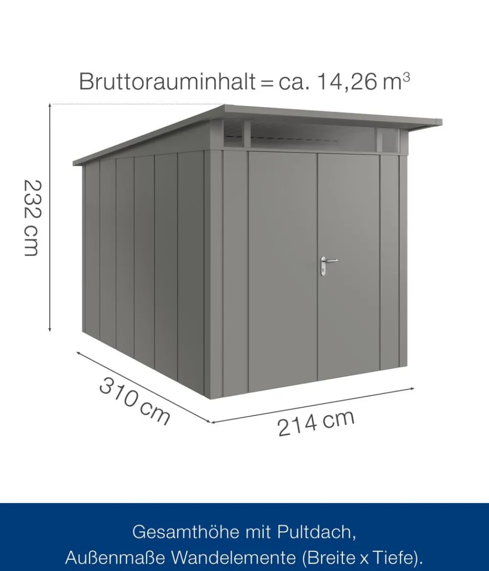 Hörmann Metallgerätehaus Juno JPD7 L-Sk Motiv Design mit Doppeltür, ca. B229/H232/T358 cm Graualuminium Sale