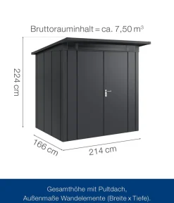 Hörmann Gartenhäuser & Gerätehäuser > Metallgerätehaus Juno JPD4 L-Sk Motiv Design mit Doppeltür, ca. B229/H224/T214 cm