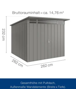 Hörmann Metallgerätehaus Juno JPD10 M-Sk Motiv Modern mit Doppeltür, ca. B277/H232/T310 cm Graualuminium Outlet