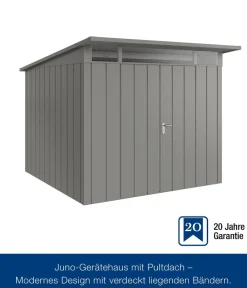 Hörmann Metallgerätehaus Juno JPD10 M-Sk Motiv Modern mit Doppeltür, ca. B277/H232/T310 cm Graualuminium Outlet