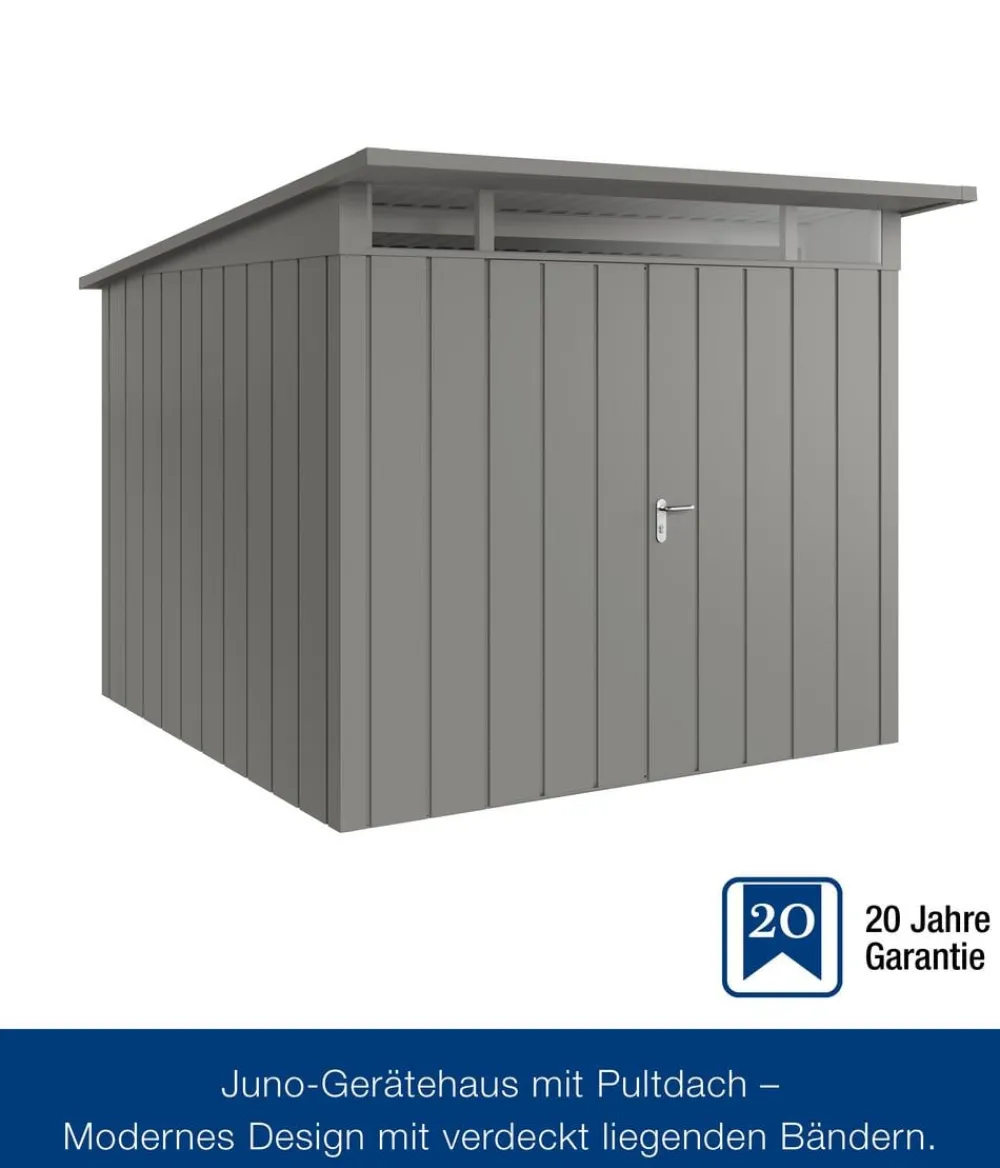 Hörmann Metallgerätehaus Juno JPD10 M-Sk Motiv Modern mit Doppeltür, ca. B277/H232/T310 cm Graualuminium Outlet