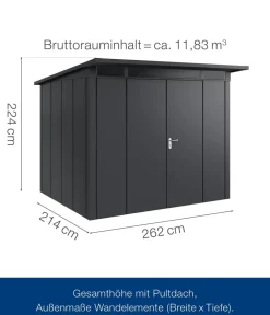 Hörmann Gartenhäuser & Gerätehäuser > Metallgerätehaus Juno JPD9 L-Sk Motiv Design mit Doppeltür, ca. B277/H224/T262 cm