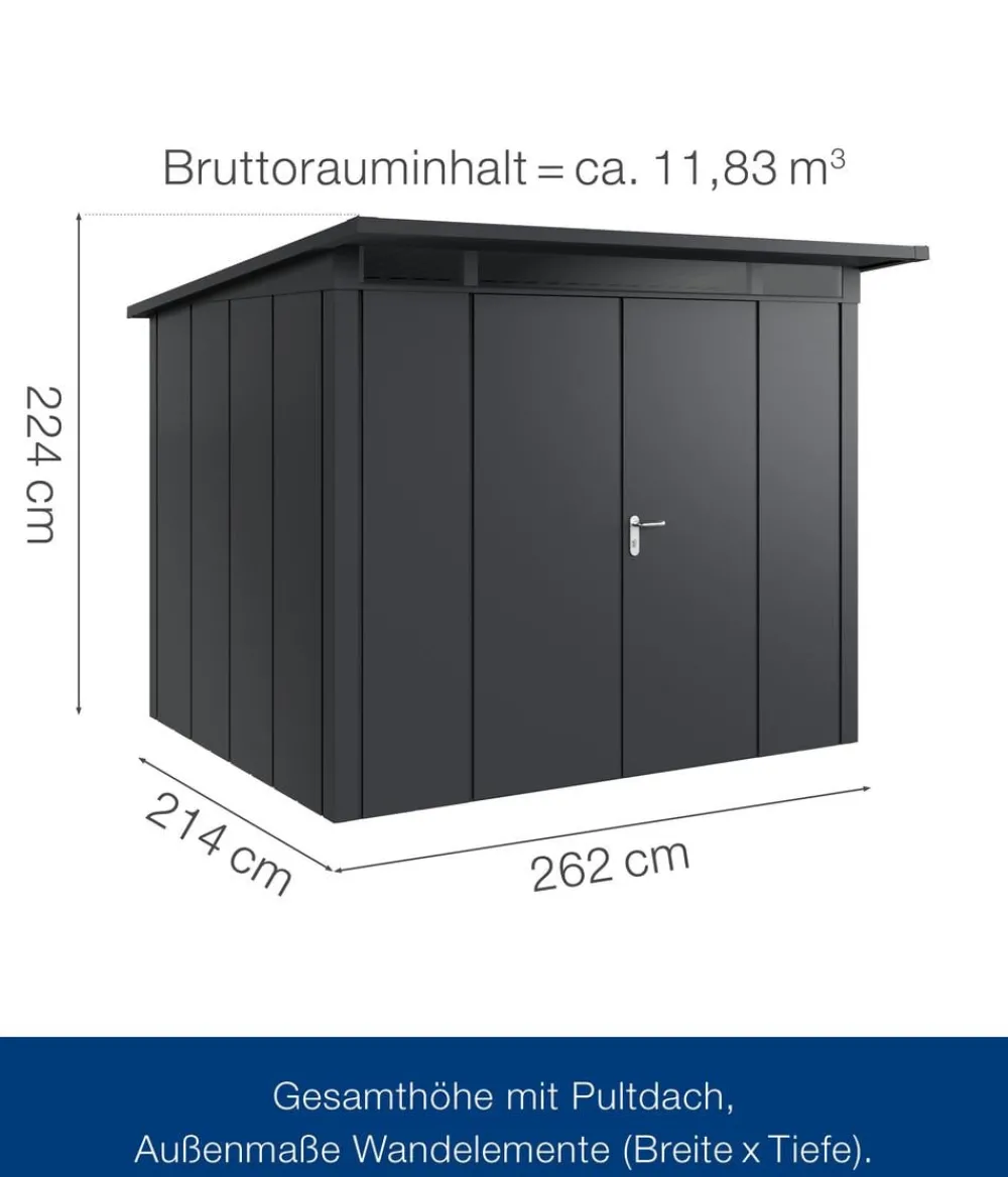 Hörmann Gartenhäuser & Gerätehäuser > Metallgerätehaus Juno JPD9 L-Sk Motiv Design mit Doppeltür, ca. B277/H224/T262 cm
