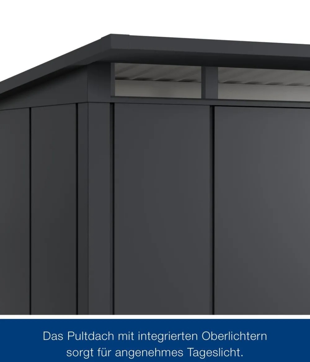 Hörmann Gartenhäuser & Gerätehäuser > Metallgerätehaus Juno JPD9 L-Sk Motiv Design mit Doppeltür, ca. B277/H224/T262 cm