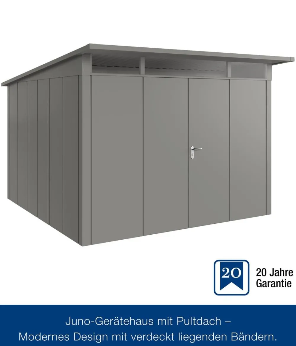 Hörmann Gartenhäuser & Gerätehäuser - Metallgerätehaus Juno JPD6 L-Sk Motiv Design mit Doppeltür, ca. B229/H232/T310 cm Anthrazit