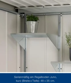 Hörmann Gartenhäuser & Gerätehäuser - Metallgerätehaus Juno JPD6 L-Sk Motiv Design mit Doppeltür, ca. B229/H232/T310 cm Anthrazit