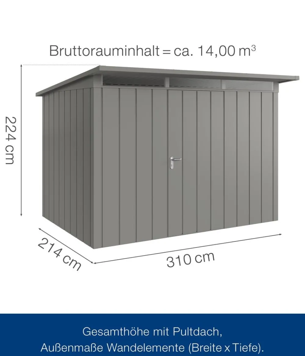 Hörmann Metallgerätehaus Juno JPD12 M-Sk Motiv Modern, ca. B325/H224/T262 cm Graualuminium Discount