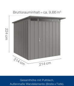 Hörmann Metallgerätehaus Juno JPD5 M-Sk Motiv Modern, ca. B229/H224/T262 cm Graualuminium Best